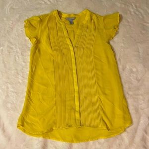 H&M sunshine yellow, flutter sleeves, button down top, size 8